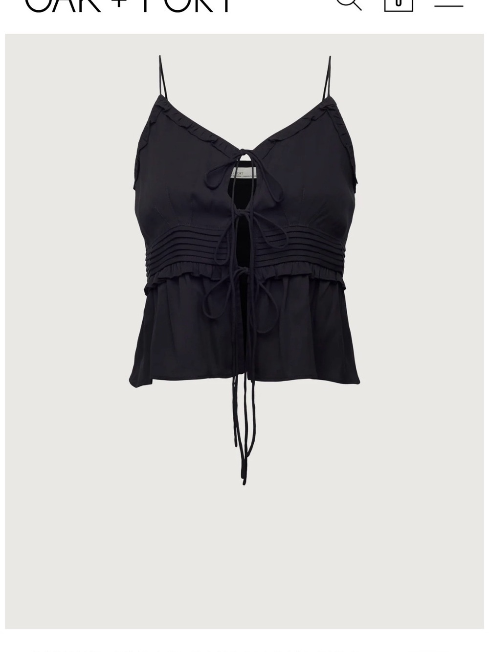 OAK + FORT Black Tie-Front Tank Top / Blouse